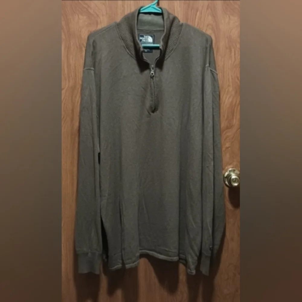 The North Face Mock Neck Taupe Brown Cotton Wool Blend Sweater Men's XXL